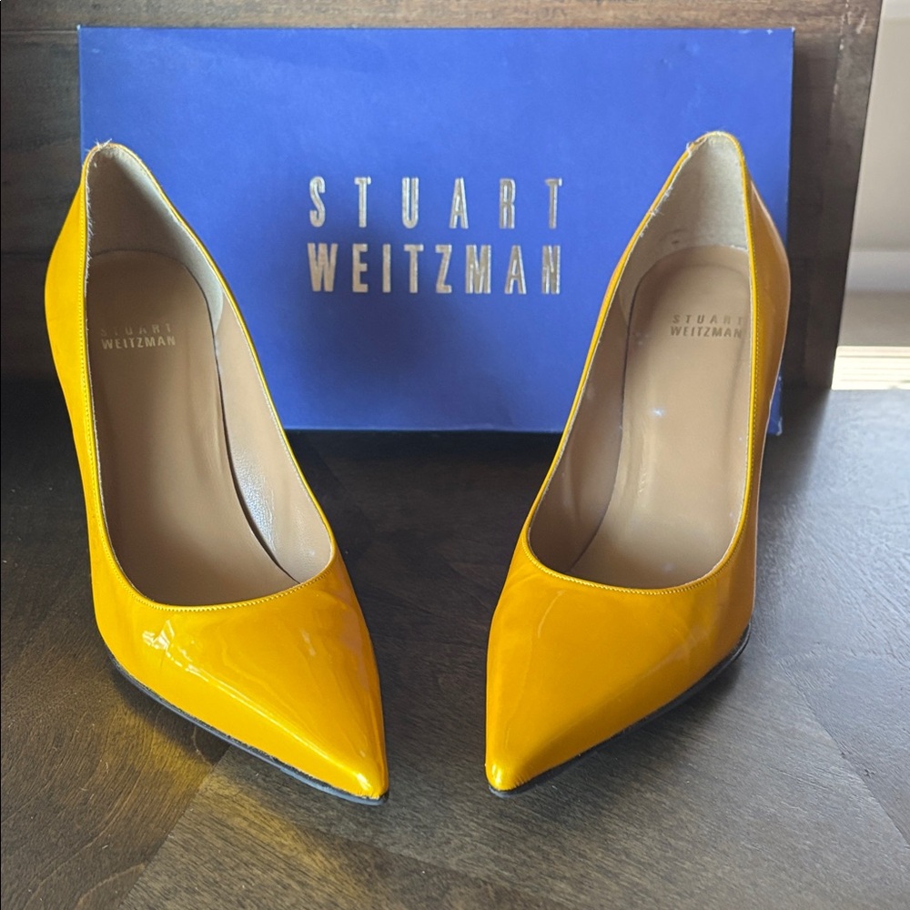 Stuart Weitzman Mustard Patent Leather Heels